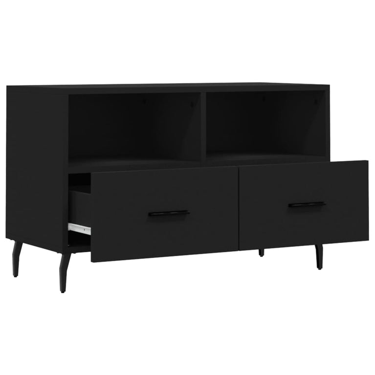 Tv-meubel 80x36x50 cm bewerkt hout zwart MeubelReus