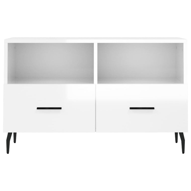Tv-meubel 80x36x50 cm bewerkt hout hoogglans wit MeubelReus