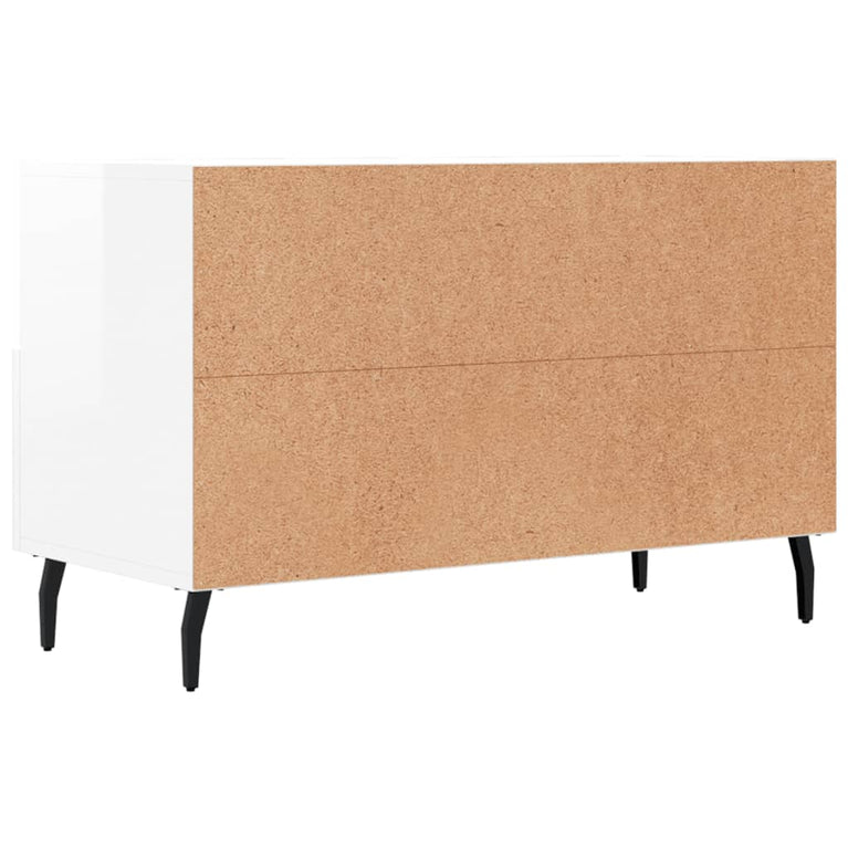 Tv-meubel 80x36x50 cm bewerkt hout hoogglans wit MeubelReus