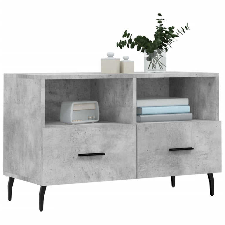 Tv-meubel 80x36x50 cm bewerkt hout betongrijs MeubelReus