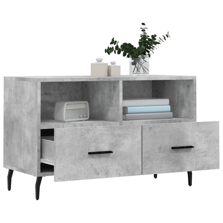 Tv-meubel 80x36x50 cm bewerkt hout betongrijs MeubelReus
