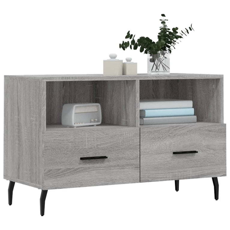 Tv-meubel 80x36x50 cm bewerkt hout grijs sonoma eikenkleurig MeubelReus
