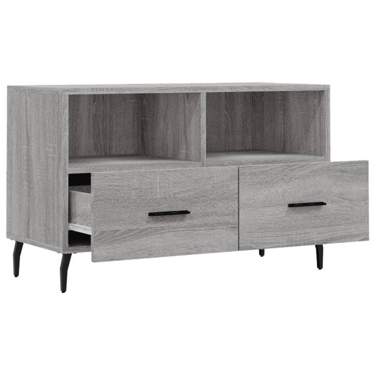 Tv-meubel 80x36x50 cm bewerkt hout grijs sonoma eikenkleurig MeubelReus