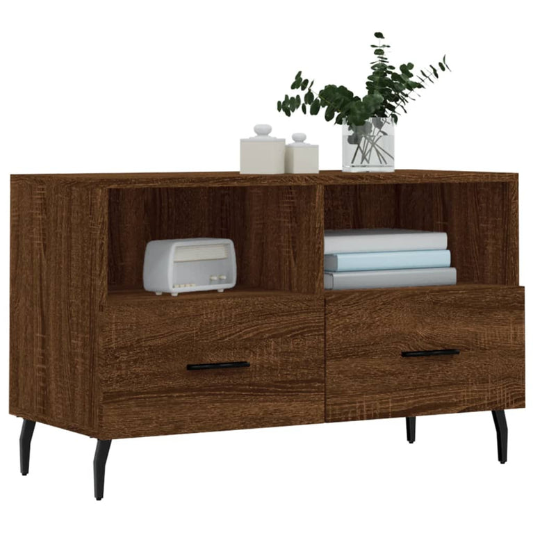 Tv-meubel 80x36x50 cm bewerkt hout bruin eikenkleur MeubelReus