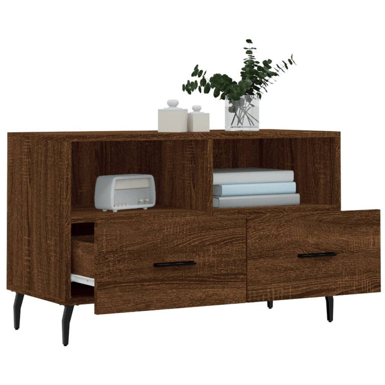 Tv-meubel 80x36x50 cm bewerkt hout bruin eikenkleur MeubelReus