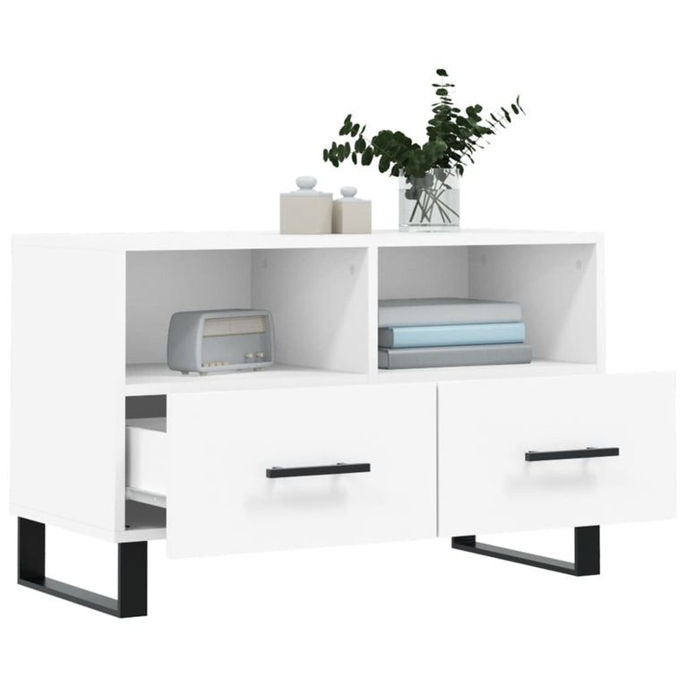 Tv-meubel 80x36x50 cm bewerkt hout wit MeubelReus