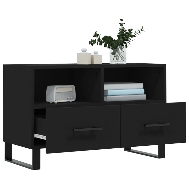 Tv-meubel 80x36x50 cm bewerkt hout zwart MeubelReus