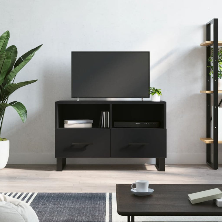 Tv-meubel 80x36x50 cm bewerkt hout zwart MeubelReus