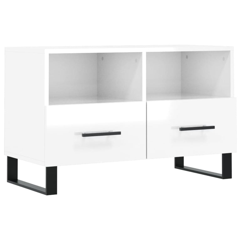 Tv-meubel 80x36x50 cm bewerkt hout hoogglans wit MeubelReus