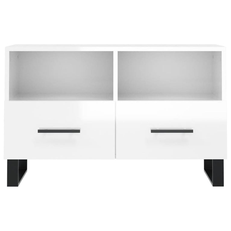 Tv-meubel 80x36x50 cm bewerkt hout hoogglans wit MeubelReus