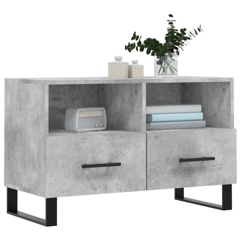 Tv-meubel 80x36x50 cm bewerkt hout betongrijs MeubelReus