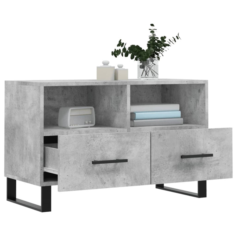 Tv-meubel 80x36x50 cm bewerkt hout betongrijs MeubelReus