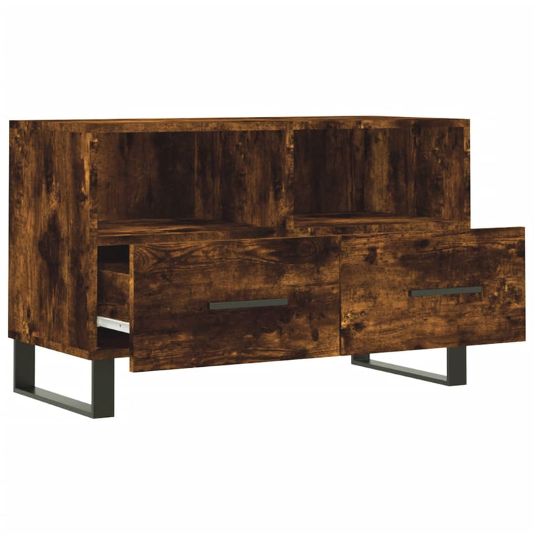Tv-meubel 80x36x50 cm bewerkt hout gerookt eikenkleurig MeubelReus