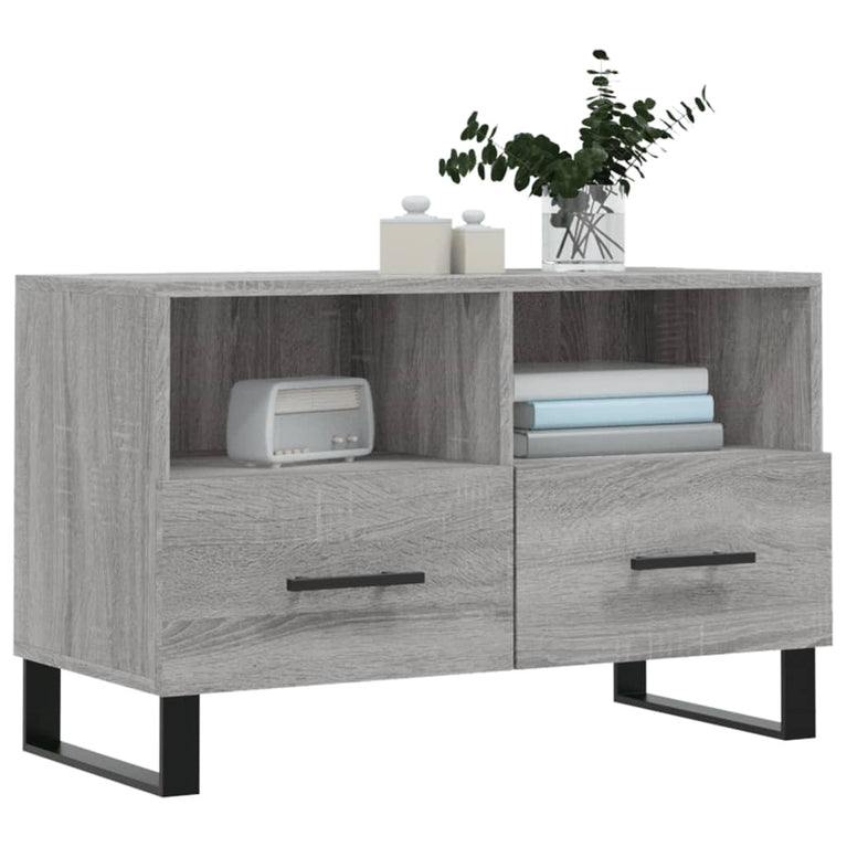 Tv-meubel 80x36x50 cm bewerkt hout grijs sonoma eikenkleurig MeubelReus