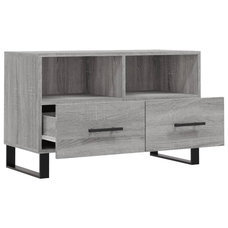 Tv-meubel 80x36x50 cm bewerkt hout grijs sonoma eikenkleurig MeubelReus