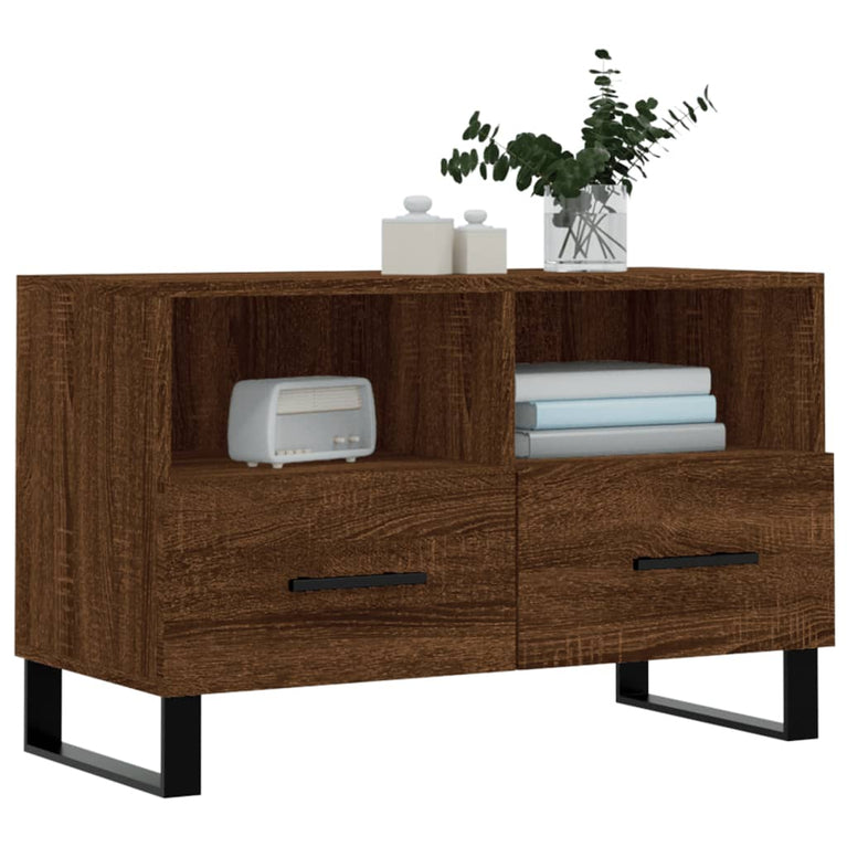 Tv-meubel 80x36x50 cm bewerkt hout bruin eikenkleur MeubelReus