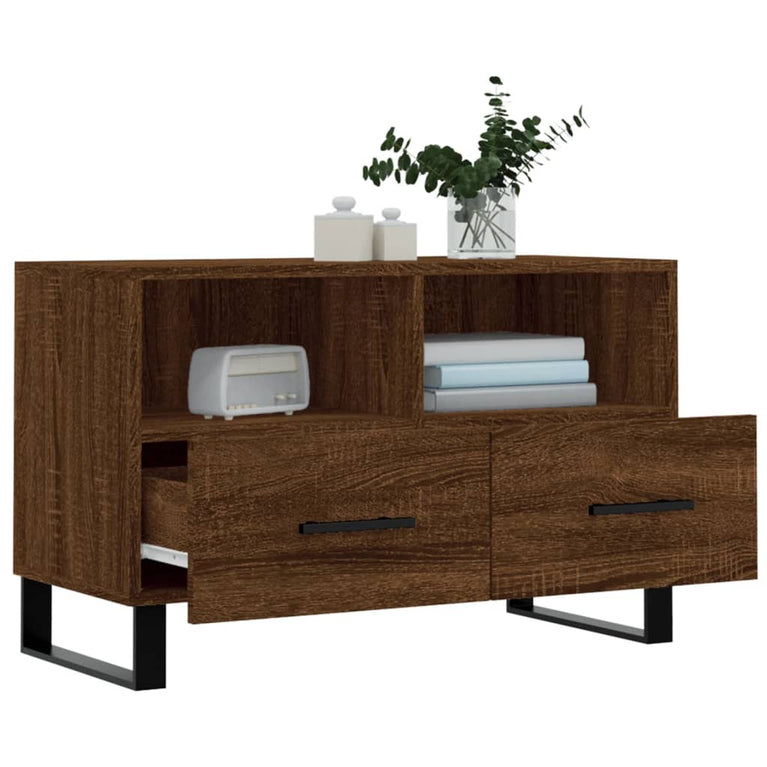 Tv-meubel 80x36x50 cm bewerkt hout bruin eikenkleur MeubelReus