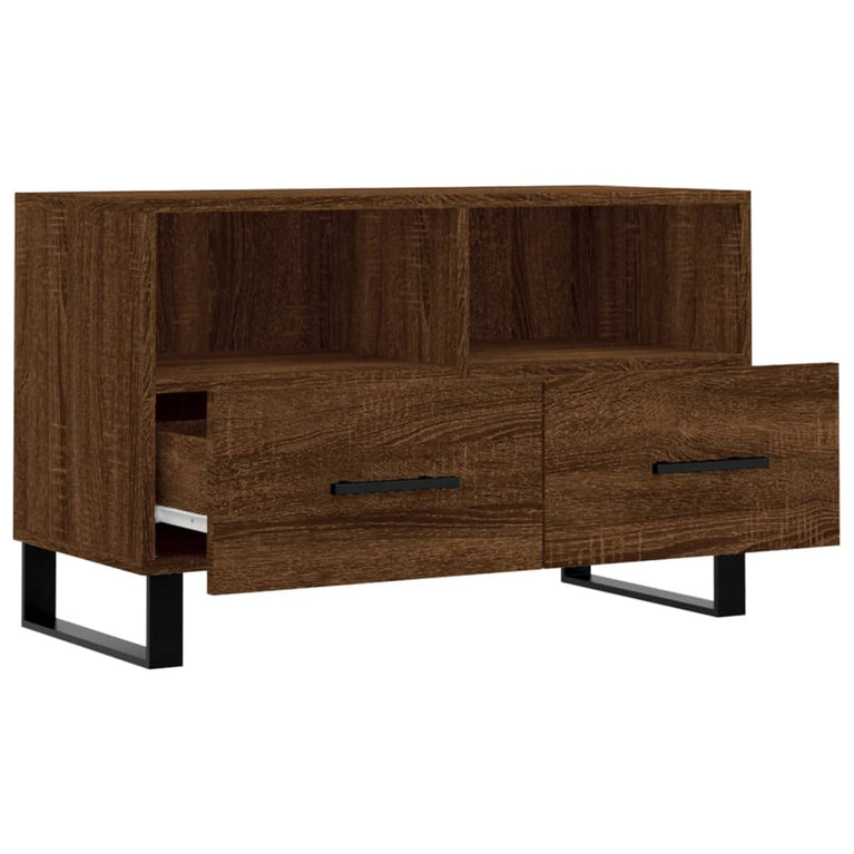 Tv-meubel 80x36x50 cm bewerkt hout bruin eikenkleur MeubelReus