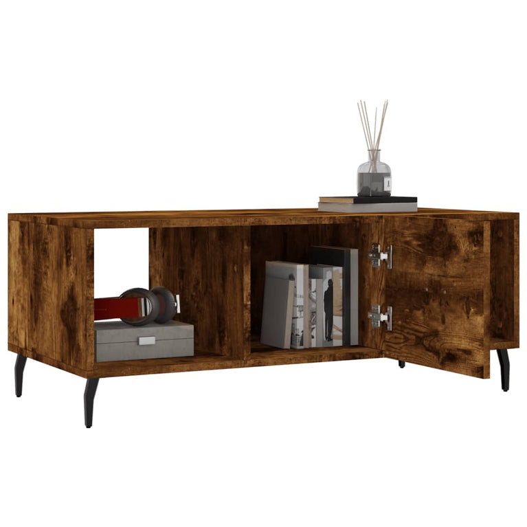 Salontafel 102x50x40 cm bewerkt hout gerookt eikenkleurig MeubelReus