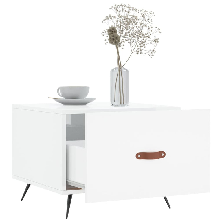 Salontafel 50x50x40 cm bewerkt hout hoogglans wit MeubelReus