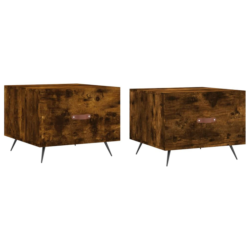 Salontafels 2 st 50x50x40 cm bewerkt hout gerookt eikenkleurig MeubelReus