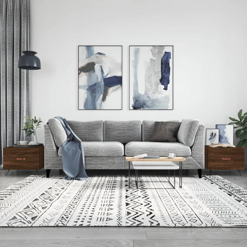 Salontafels 2 st 50x50x40 cm bewerkt hout bruin eikenkleur MeubelReus