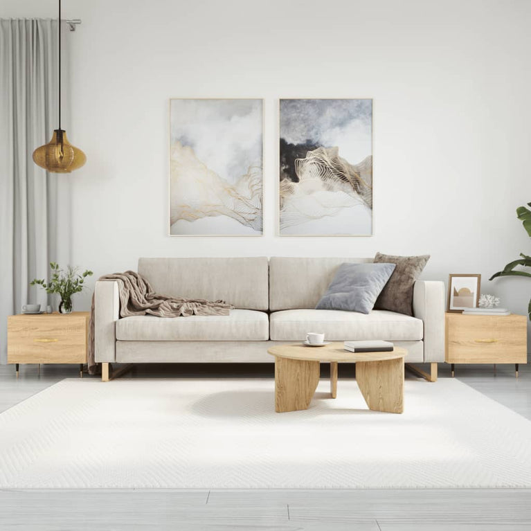 Salontafels 2 st 50x50x40 cm bewerkt hout sonoma eikenkleurig MeubelReus