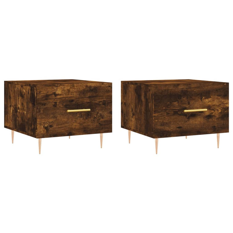 Salontafels 2 st 50x50x40 cm bewerkt hout gerookt eikenkleurig MeubelReus