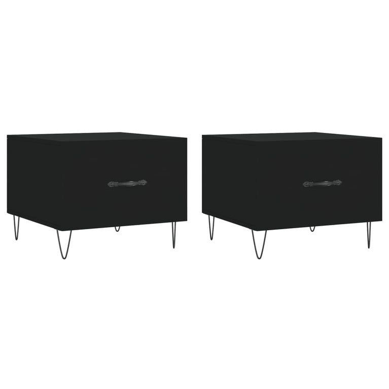 Salontafels 2 st 50x50x40 cm bewerkt hout zwart MeubelReus