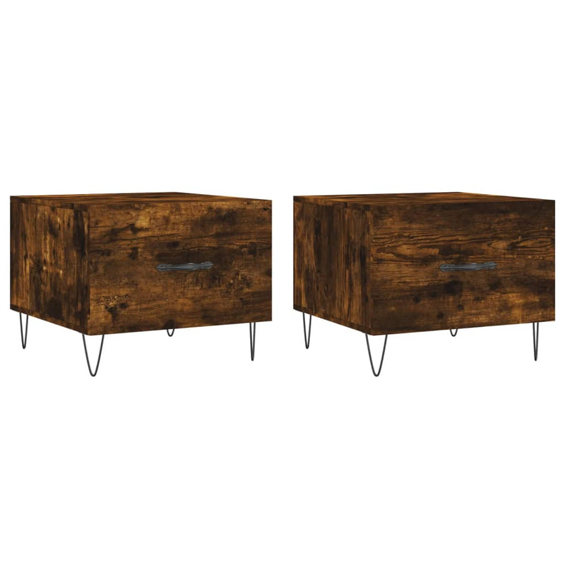 Salontafels 2 st 50x50x40 cm bewerkt hout gerookt eikenkleurig MeubelReus