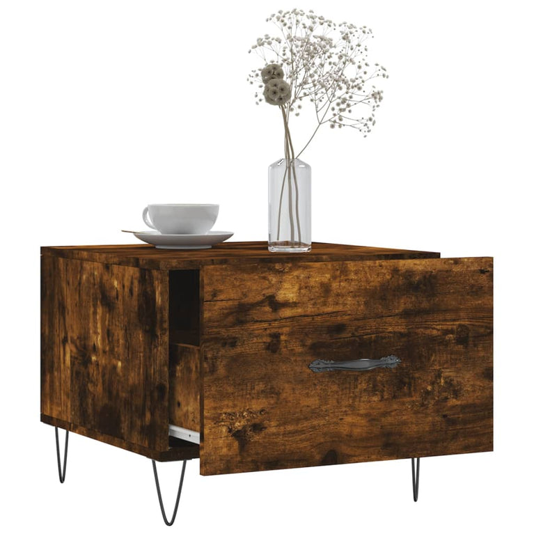 Salontafels 2 st 50x50x40 cm bewerkt hout gerookt eikenkleurig MeubelReus