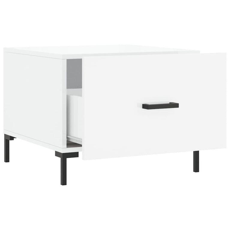 Salontafels 2 st 50x50x40 cm bewerkt hout hoogglans wit MeubelReus
