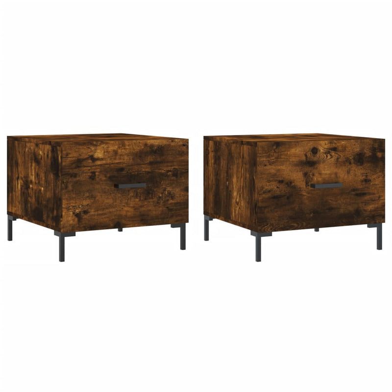 Salontafels 2 st 50x50x40 cm bewerkt hout gerookt eikenkleurig MeubelReus