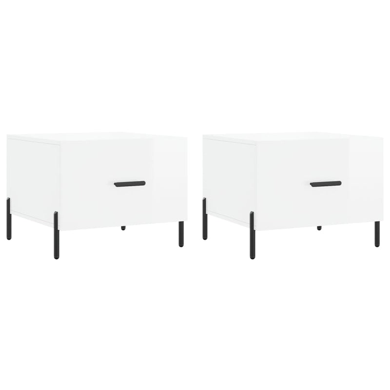 Salontafels 2 st 50x50x40 cm bewerkt hout hoogglans wit MeubelReus