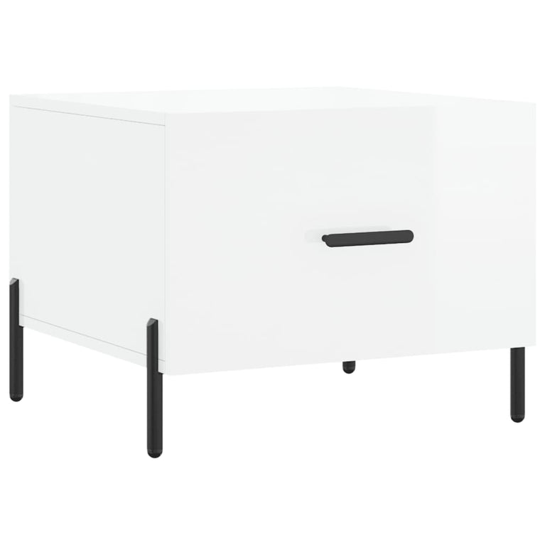 Salontafels 2 st 50x50x40 cm bewerkt hout hoogglans wit MeubelReus