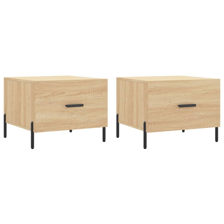 Salontafels 2 st 50x50x40 cm bewerkt hout sonoma eikenkleurig MeubelReus