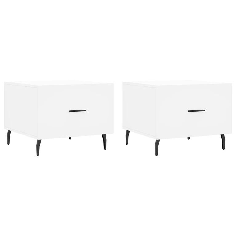 Salontafels 2 st 50x50x40 cm bewerkt hout wit MeubelReus