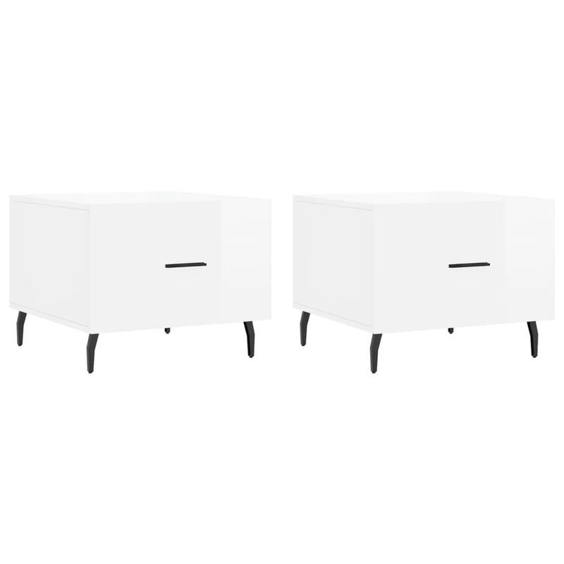 Salontafels 2 st 50x50x40 cm bewerkt hout hoogglans wit MeubelReus