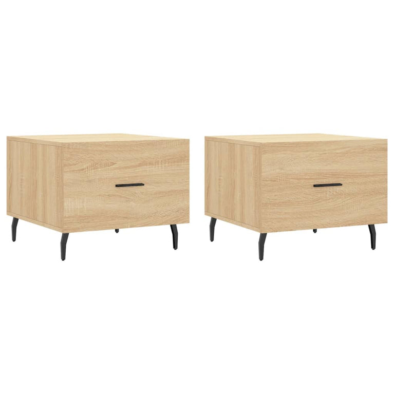 Salontafels 2 st 50x50x40 cm bewerkt hout sonoma eikenkleurig MeubelReus