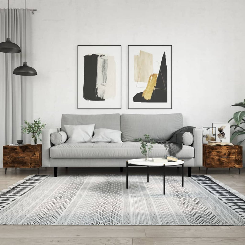 Salontafels 2 st 50x50x40 cm bewerkt hout gerookt eikenkleurig MeubelReus