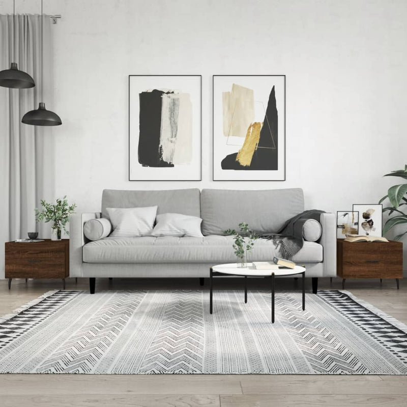 Salontafels 2 st 50x50x40 cm bewerkt hout bruin eikenkleur MeubelReus