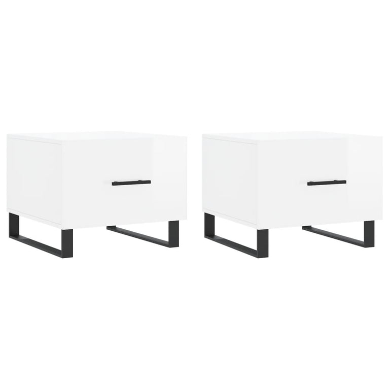 Salontafels 2 st 50x50x40 cm bewerkt hout hoogglans wit MeubelReus