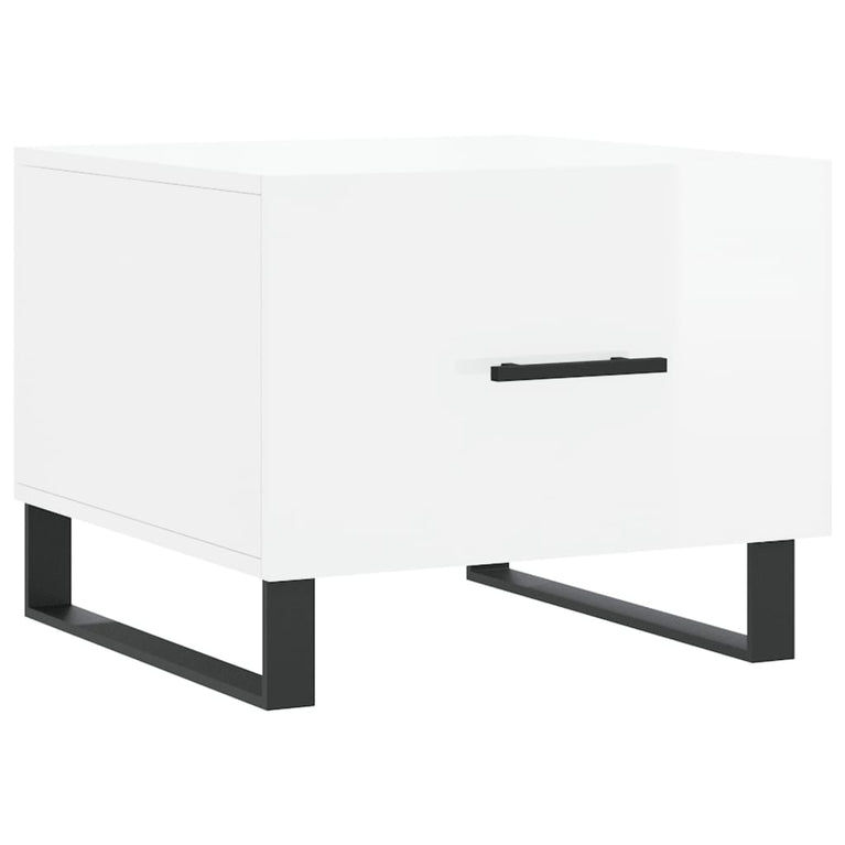 Salontafels 2 st 50x50x40 cm bewerkt hout hoogglans wit MeubelReus