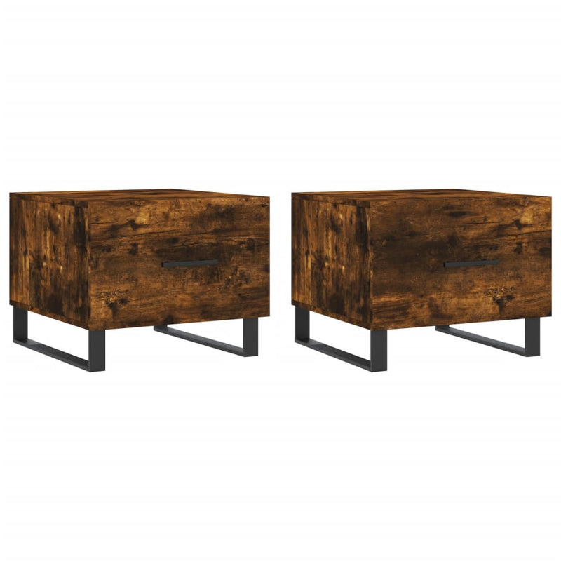Salontafels 2 st 50x50x40 cm bewerkt hout gerookt eikenkleurig MeubelReus