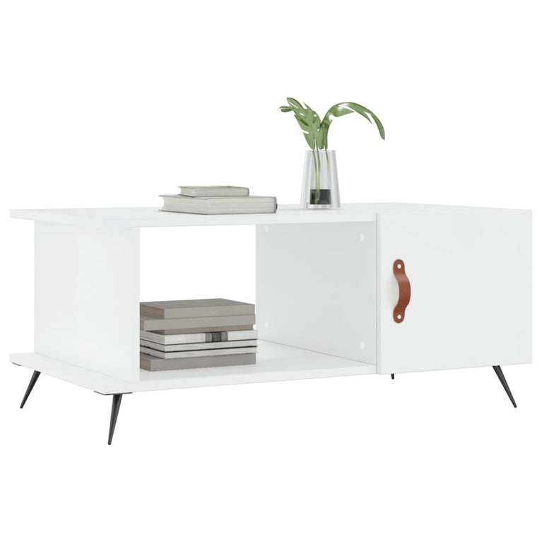 Salontafel 90x50x40 cm bewerkt hout hoogglans wit MeubelReus