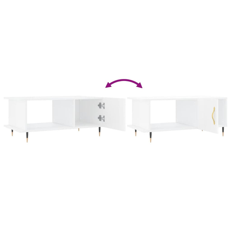 Salontafel 90x50x40 cm bewerkt hout hoogglans wit MeubelReus