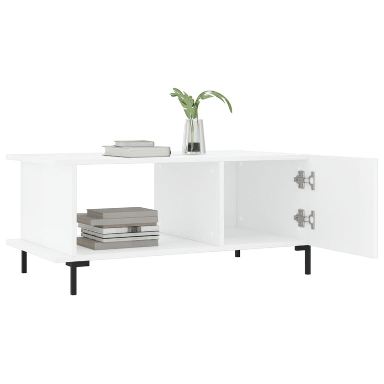 Salontafel 90x50x40 cm bewerkt hout hoogglans wit MeubelReus