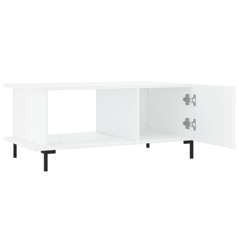 Salontafel 90x50x40 cm bewerkt hout hoogglans wit MeubelReus