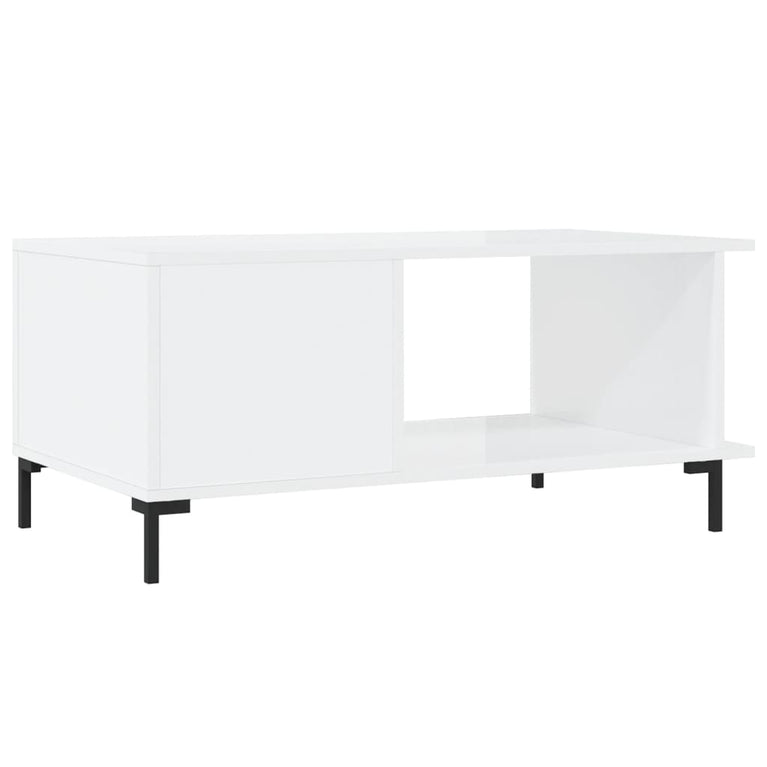 Salontafel 90x50x40 cm bewerkt hout hoogglans wit MeubelReus