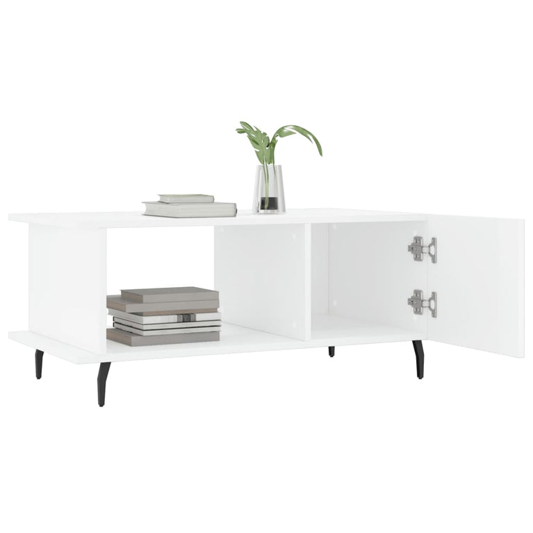 Salontafel 90x50x40 cm bewerkt hout hoogglans wit MeubelReus